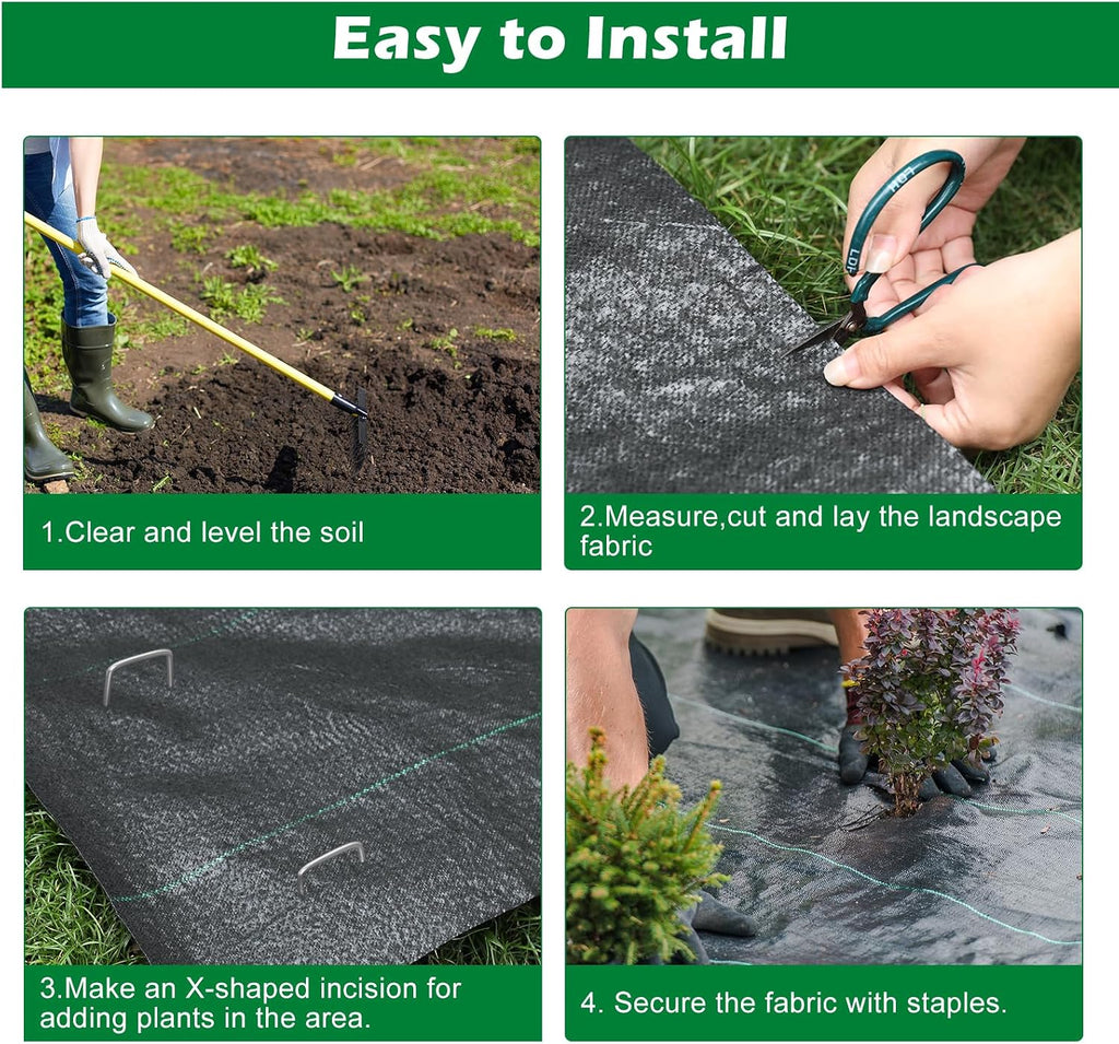 WAENLIR 5.8oz 6FT x 250FT Heavy Duty Landscape Fabric Weed Barrier Premium Woven Ground Cover Roll, UV Resistant&Tear-Proof, Ideal for Garden Beds, Walkways, Patios, Greenhouses, Outdoor Landscaping