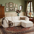 Tufted Cushions Cloud Sectional Boneless Sectional Sofa with Movable Ottoman, 112' Oversized Modular Convertible L Shaped Corner Couch with Deep Seat,Memory Foam Compressed Sofa