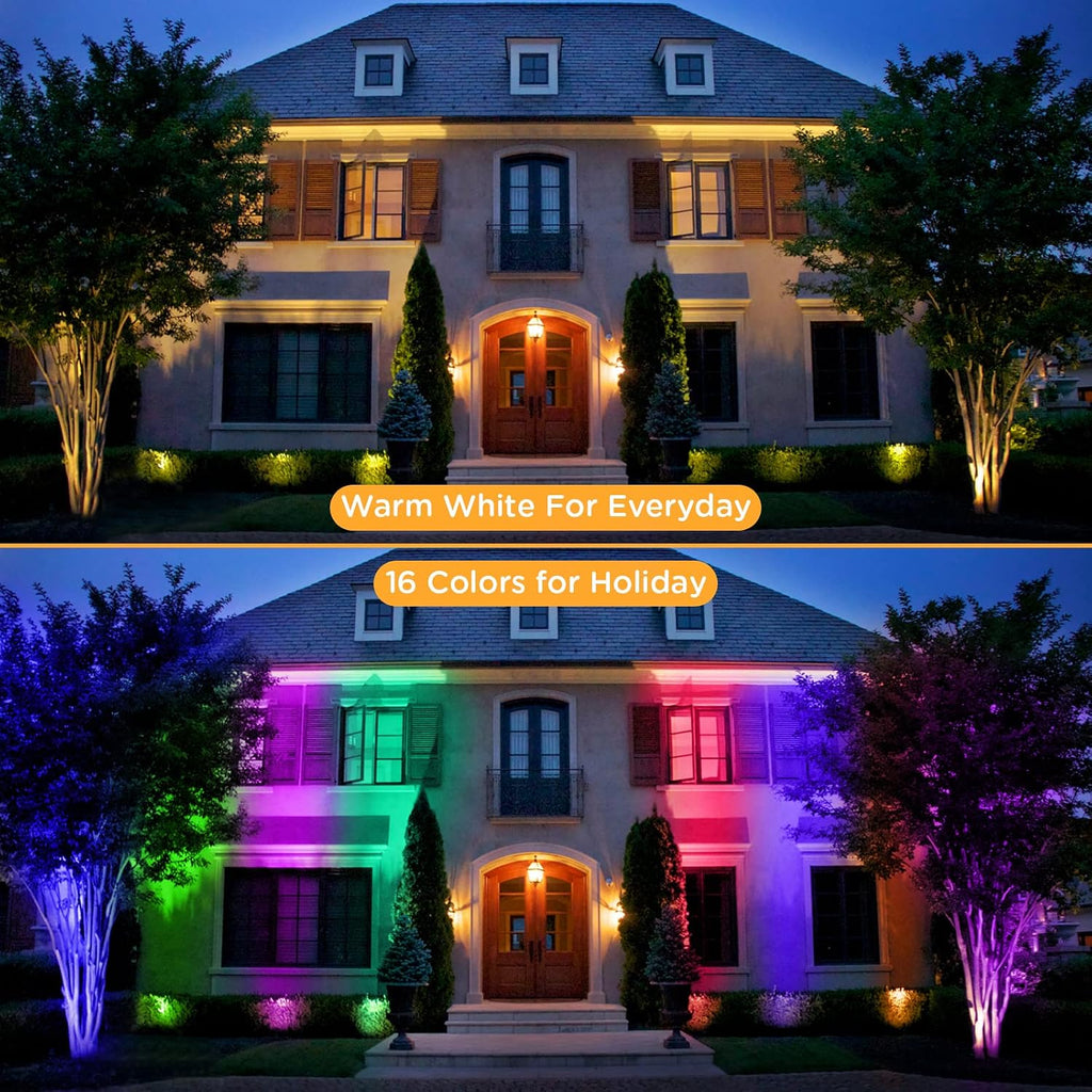 Low Voltage Landscape Lights Christmas 10W RGBW Warm White LED Well Landscape Lighting Waterproof Outdoor 12V-24V Pathway Deck Ground Garden RGB Christmas Well Lights (12)