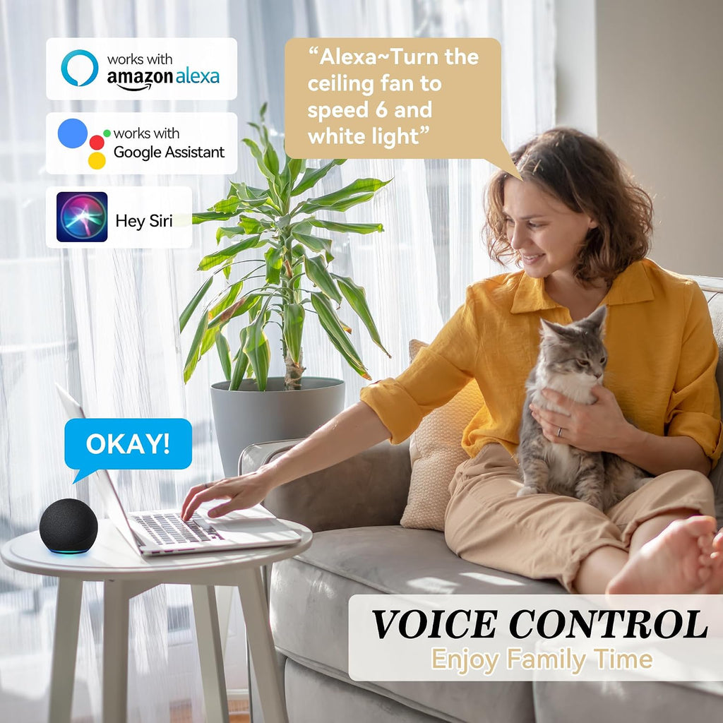 SMAAIR Smart Ceiling Fans with Lights, 52 Inch Low Profile Ceiling Fan with Remote/App/Voice Control via Alexa/Google Assistant/Siri, Flush Mount Modern Ceiling Fans for Bedroom, Reversible,Black/Gold