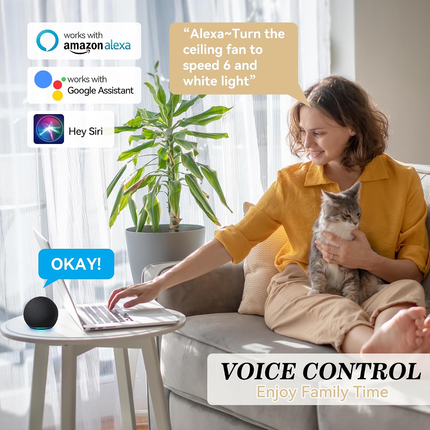 SMAAIR Smart Ceiling Fans with Lights, 52 Inch Low Profile Ceiling Fan with Remote/App/Voice Control via Alexa/Google Assistant/Siri, Flush Mount Modern Ceiling Fans for Bedroom, Reversible,Black/Gold