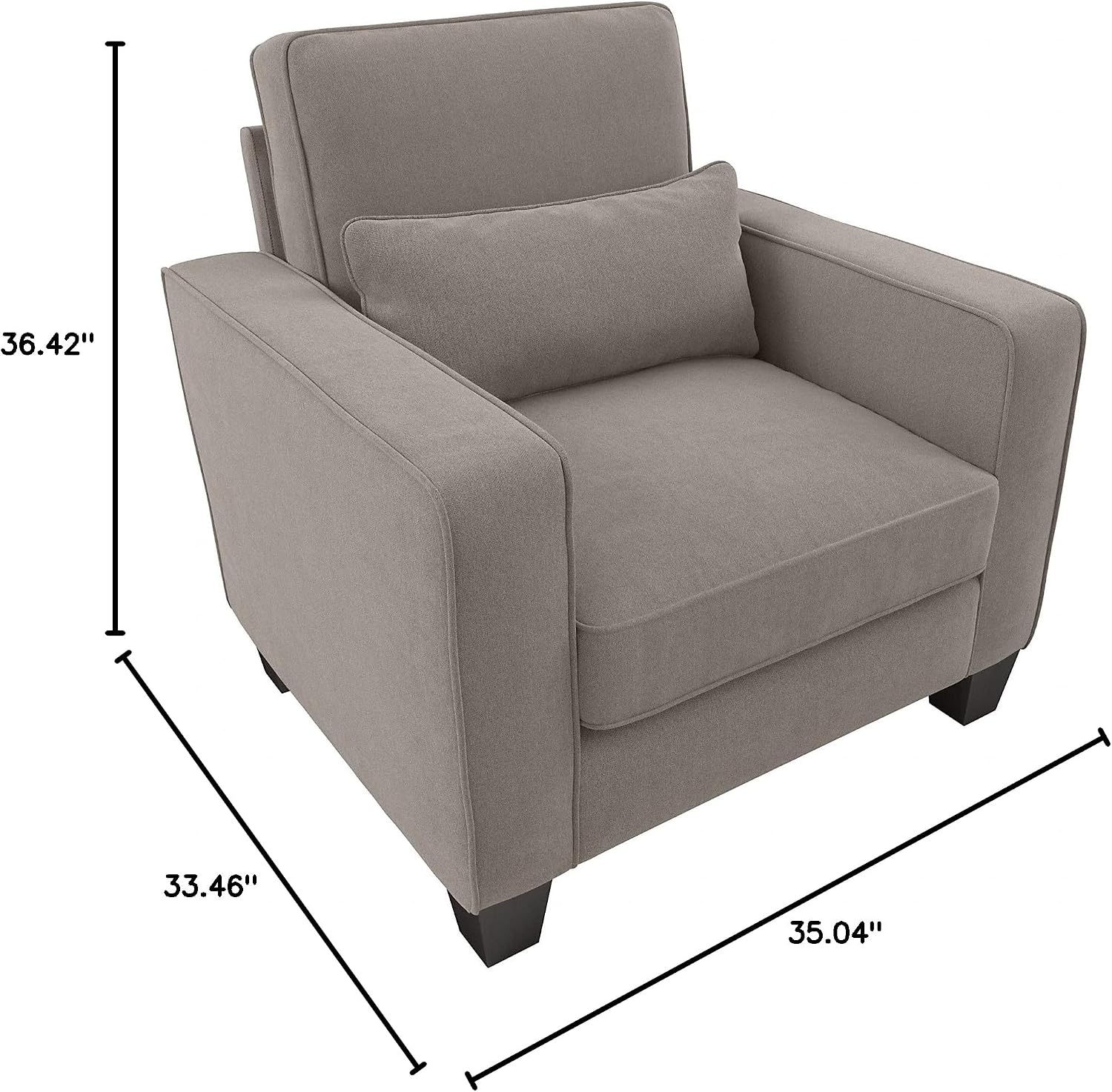 Bush Home Accent Chair with Arms, Modern Armchair with Pet-Friendly Fabric Upholstery, Living Room, Stockton Collection, Beige Herringbone