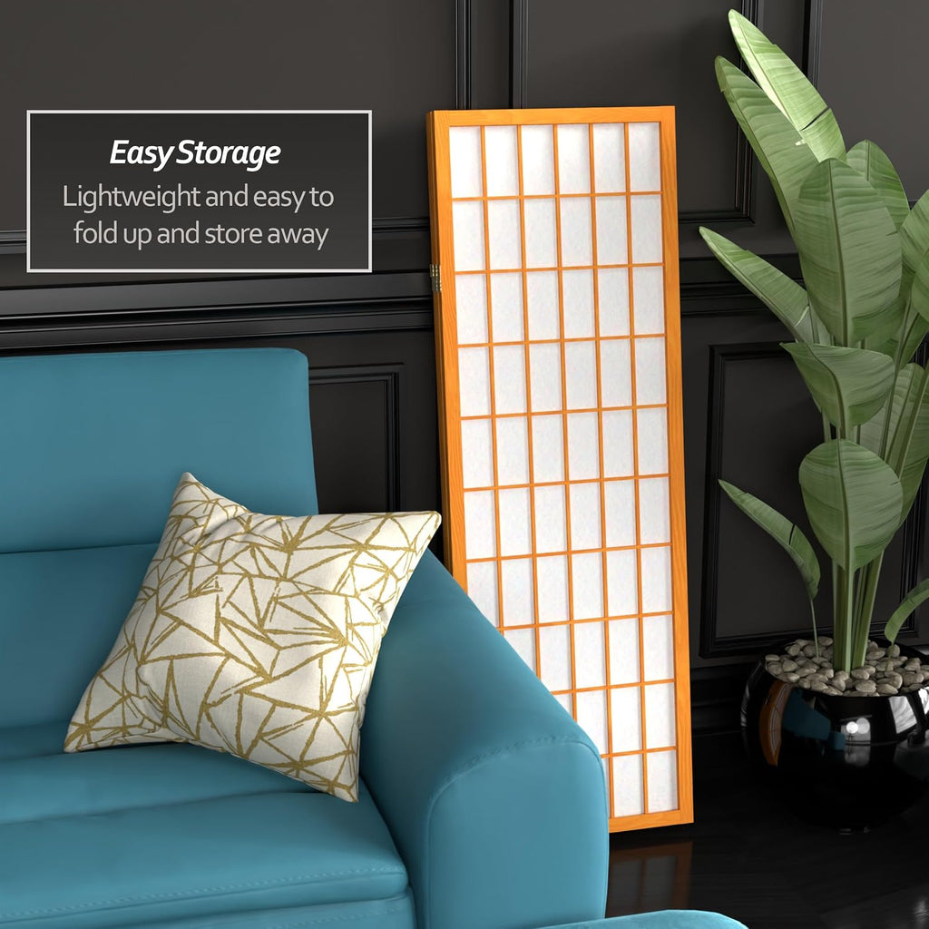 4 ft. Short Window Pane Shoji Screen - Honey - 3 Panels