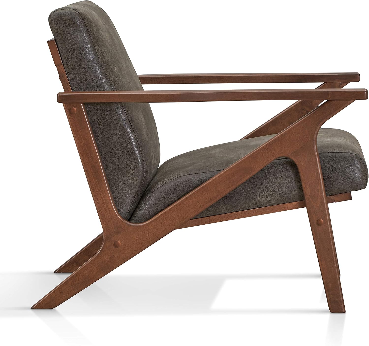 Zola Mid Century Modern Accent Chair Arm Chair, Living Room Furniture, Charcoal/Walnut