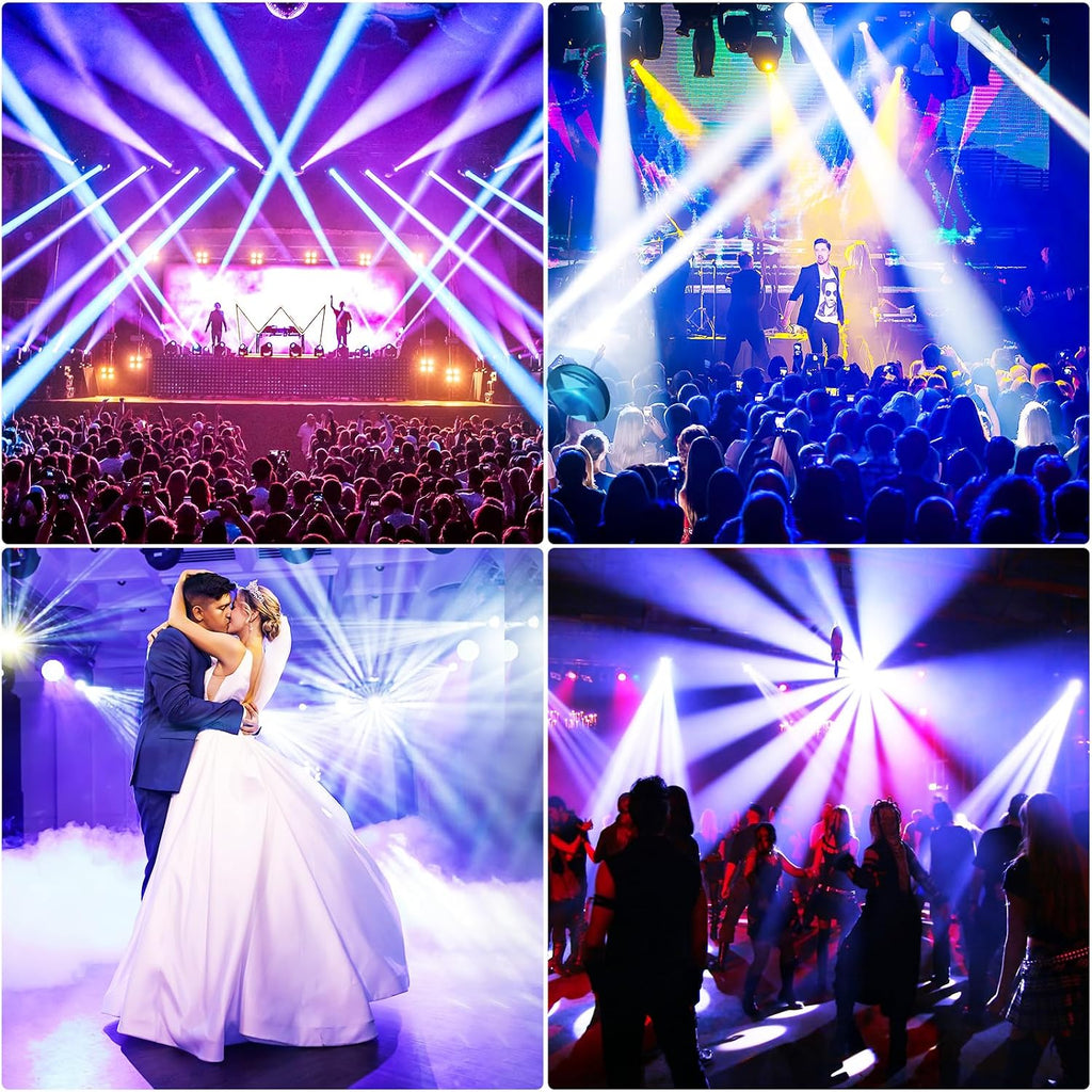 U`King LED Moving Head Light, 25W Moving Head DJ Lights with 7 GOBO 7 Color and Open White Stage Lighting by DMX and Sound Activated Spotlight for Parties Wedding Church Live Show KTV Club (Set of 4)