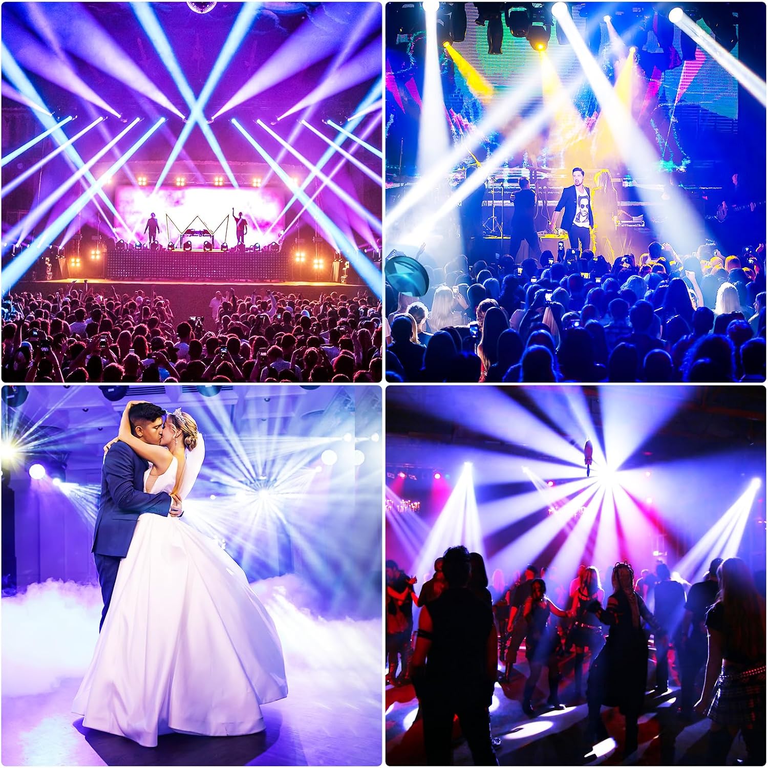 U`King LED Moving Head Light, 25W Moving Head DJ Lights with 7 GOBO 7 Color and Open White Stage Lighting by DMX and Sound Activated Spotlight for Parties Wedding Church Live Show KTV Club (Set of 4)