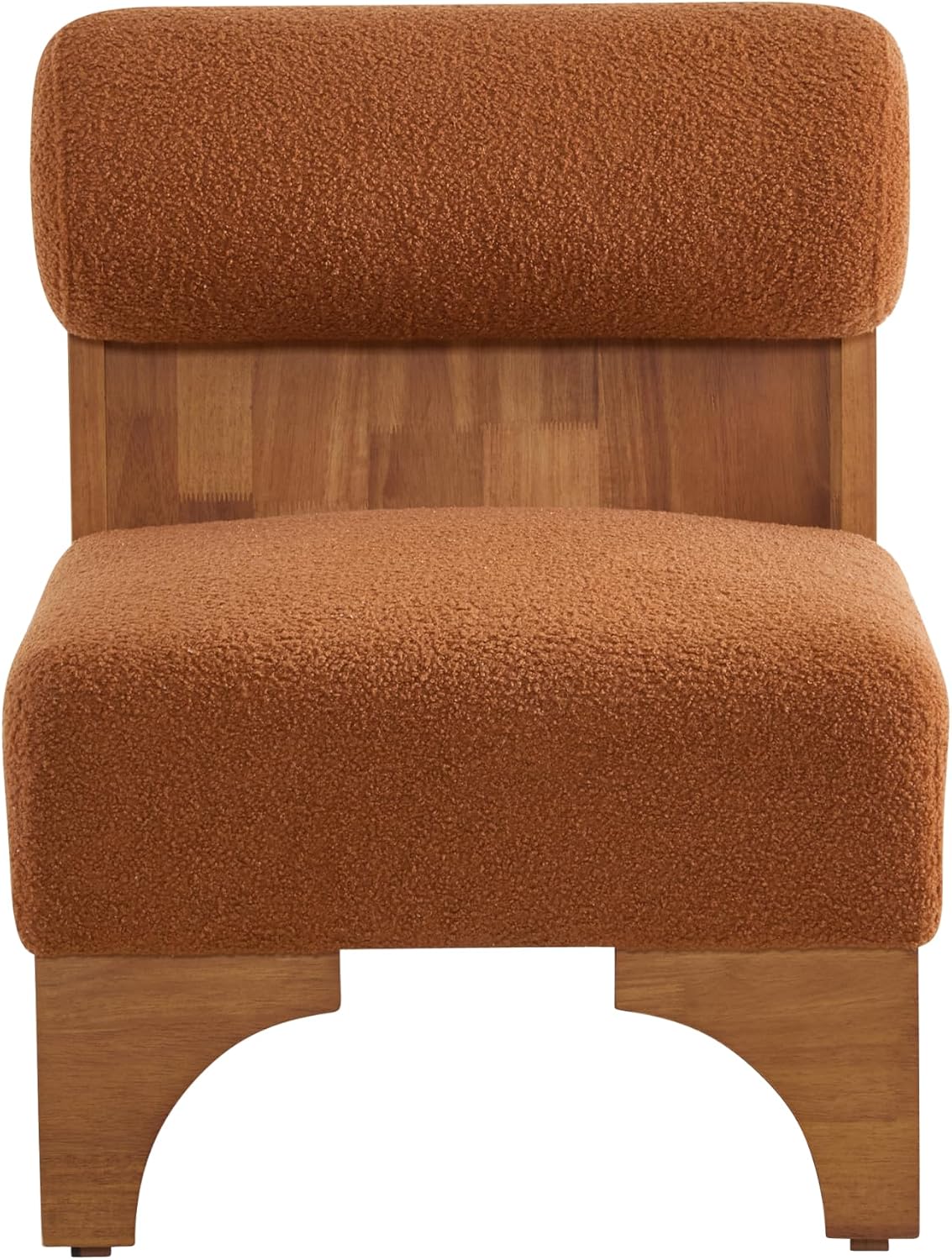 Christopher Knight Home Nadine Boucle Club Chair, Upholstered Lounge Chair, Rolled Backrest Accent Chairs, Solid Wood Legs Frame Single Sofa for Living Reading Room, Accent Chairs Set of 2, Brown