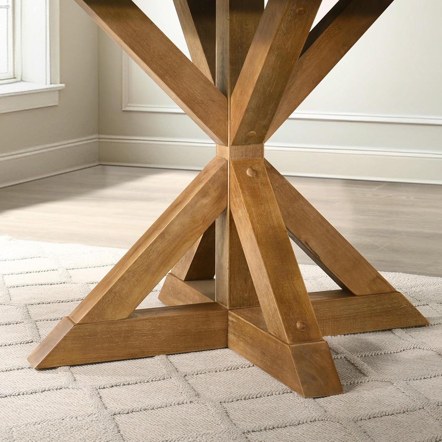 Roundhill Furniture Windvale Cross-Buck Base Dining Table, Brown