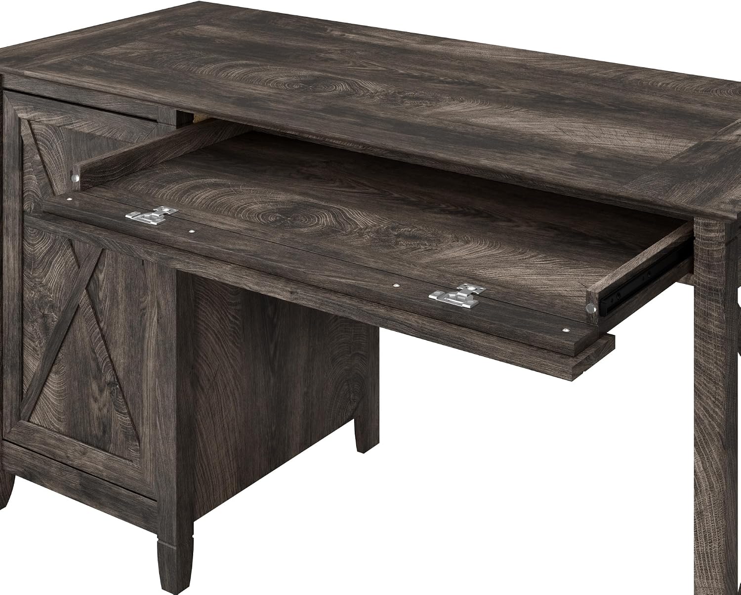 Bush Home Key West Computer Desk with Storage | Farmhouse PC Table for Home Office in Dark Gray Hickory | 54W x 24D