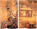 Oriental Furniture 6 ft. Tall Double Sided Chinese Landscapes Canvas Room Divider,Brown