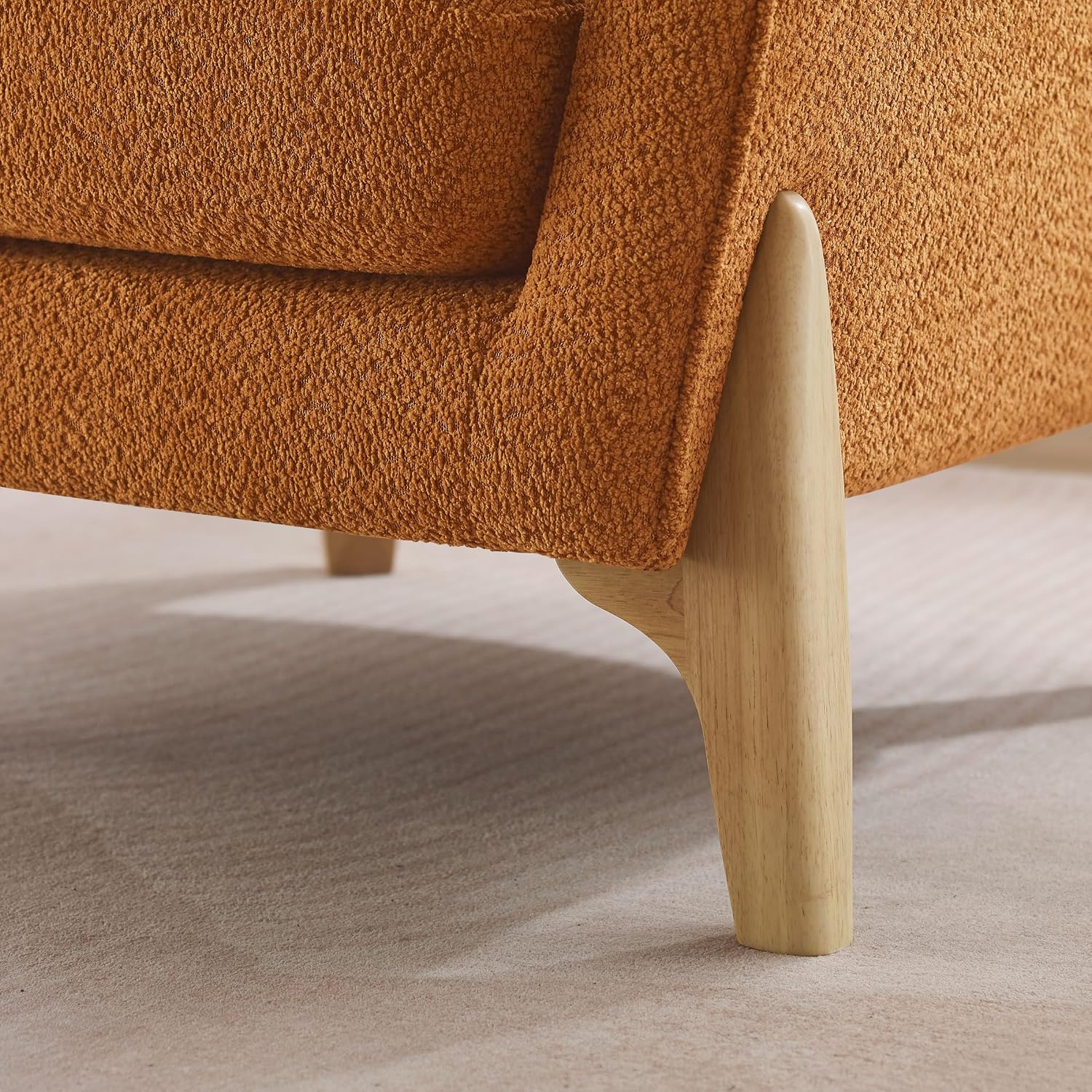 VANOMi Accent Chair 31' Oversized Reading Chair Comfy Upholstered Boucle Lounge Armchair, Modern Living Room Chair with Back Pillow,Single Sofa Chair for Bedroom, Office, Orange