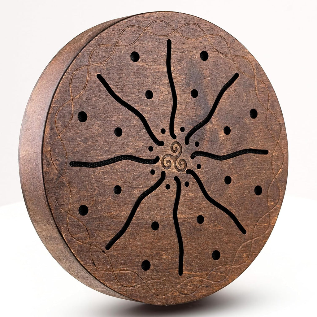 Rain-Fall Disc, 8.6 Inch (22 cm) Wooden Ocean Drum, Gentle Rain Sound for Sound Bath, Meditation & Sound Healing, Celtic Tree of Life Design