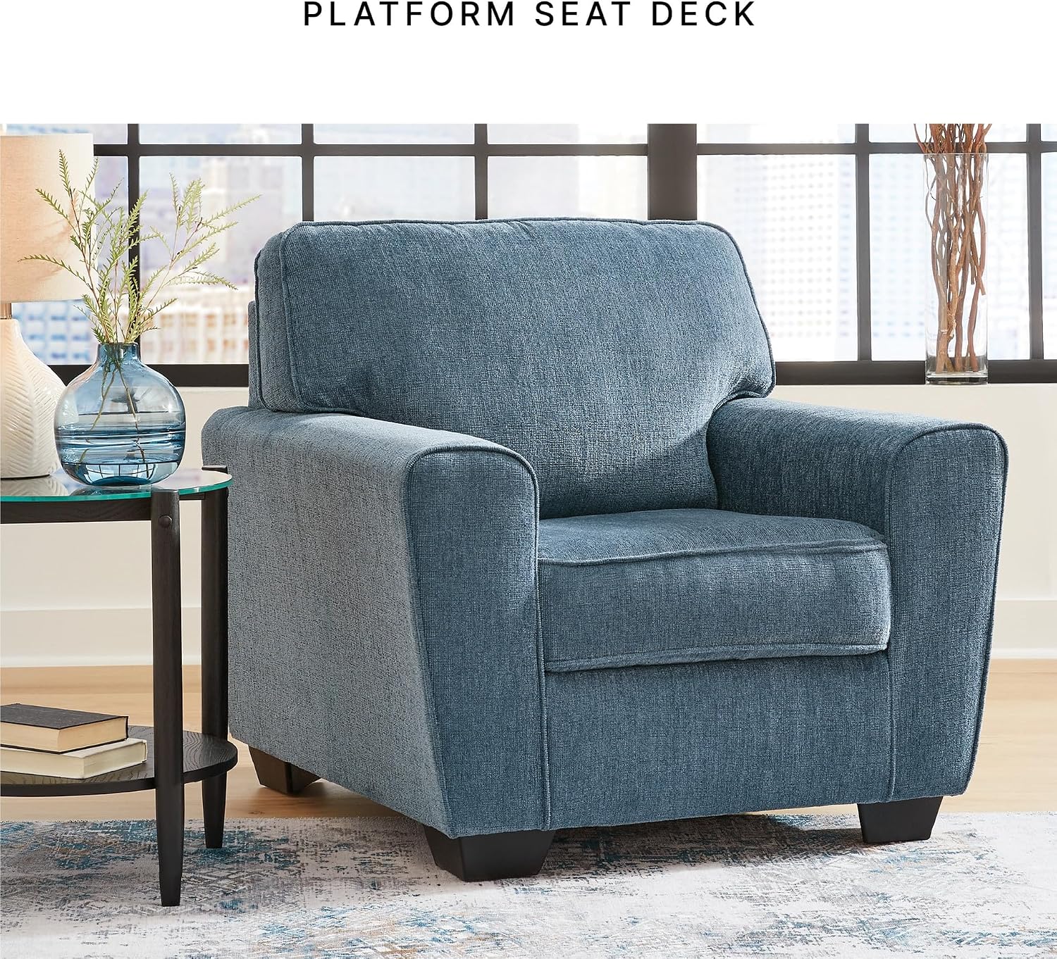 Signature Design by Ashley Cashton Modern Upholstered Chair, Blue