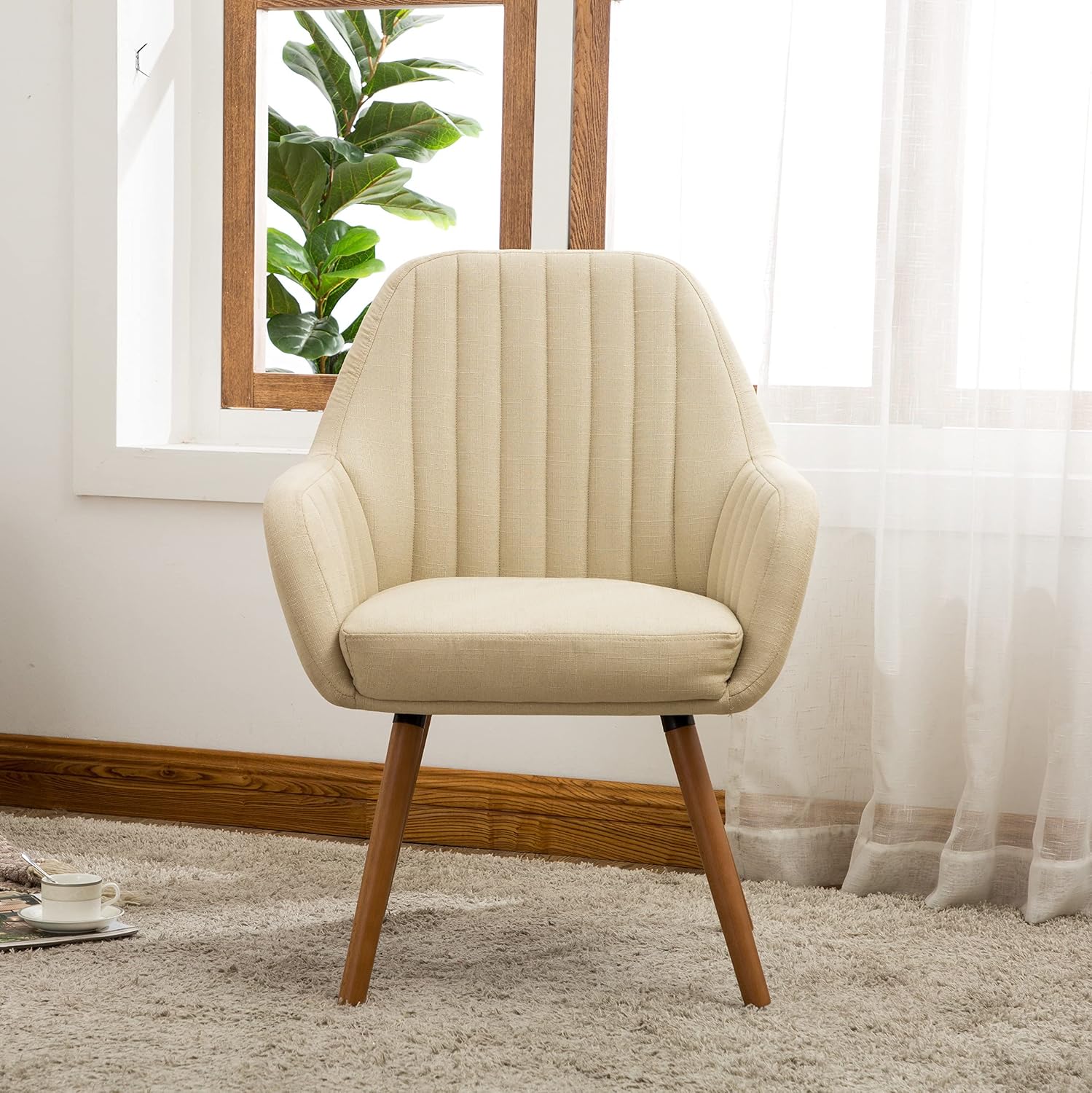 Roundhill Furniture Tuchico Contemporary Fabric Accent Chair, Arm Rest, Tan