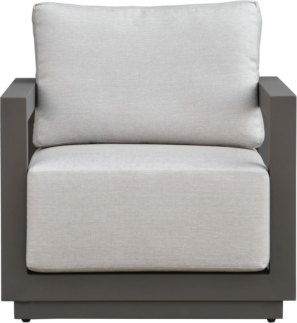 SAFAVIEH Couture Outdoor Patio Furniture Collection - Donaldo Accent Chair, Dark Grey Aluminum Frame with Beige Cushions, Fully Assembled (CPT4010A)