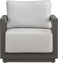 SAFAVIEH Couture Outdoor Patio Furniture Collection - Donaldo Accent Chair, Dark Grey Aluminum Frame with Beige Cushions, Fully Assembled (CPT4010A)