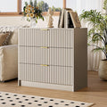 MAISONARIA Fluted Dresser for Bedroom, 32 Inch Wide Nightstand with Large Drawer, 3 Drawer End Table for Bedroom, Living Rooms, Offices, and Entryways, Beige