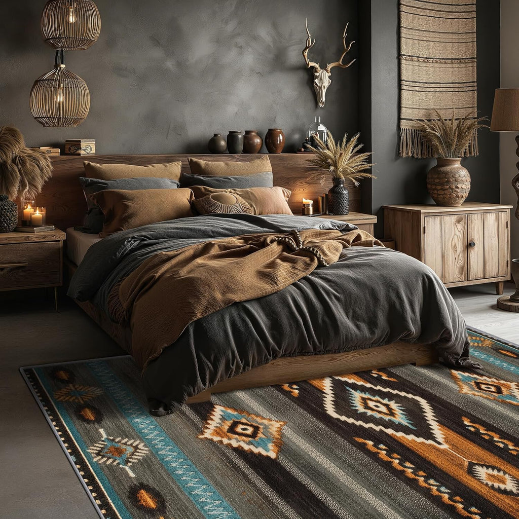 Southwest Rugs for Living Room - 8x10 Rug, Navajo Rug for Living Room, Aztec Tribal Washable Rugs for Bedroom, Indian Navajo Area Rug, Native American Carpet - Home Decor, Southwest Gifts