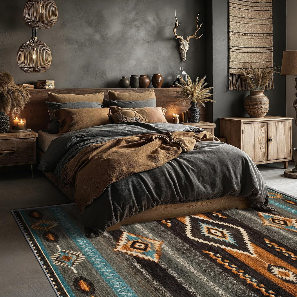 Southwest Rugs for Living Room - Navajo Rug, 6x8 Rug, Aztec Tribal Washable Rugs for Living Room Bedroom, Indian Navajo Area Rug, Native American Carpet - Home Decor, Southwest Gifts for Men