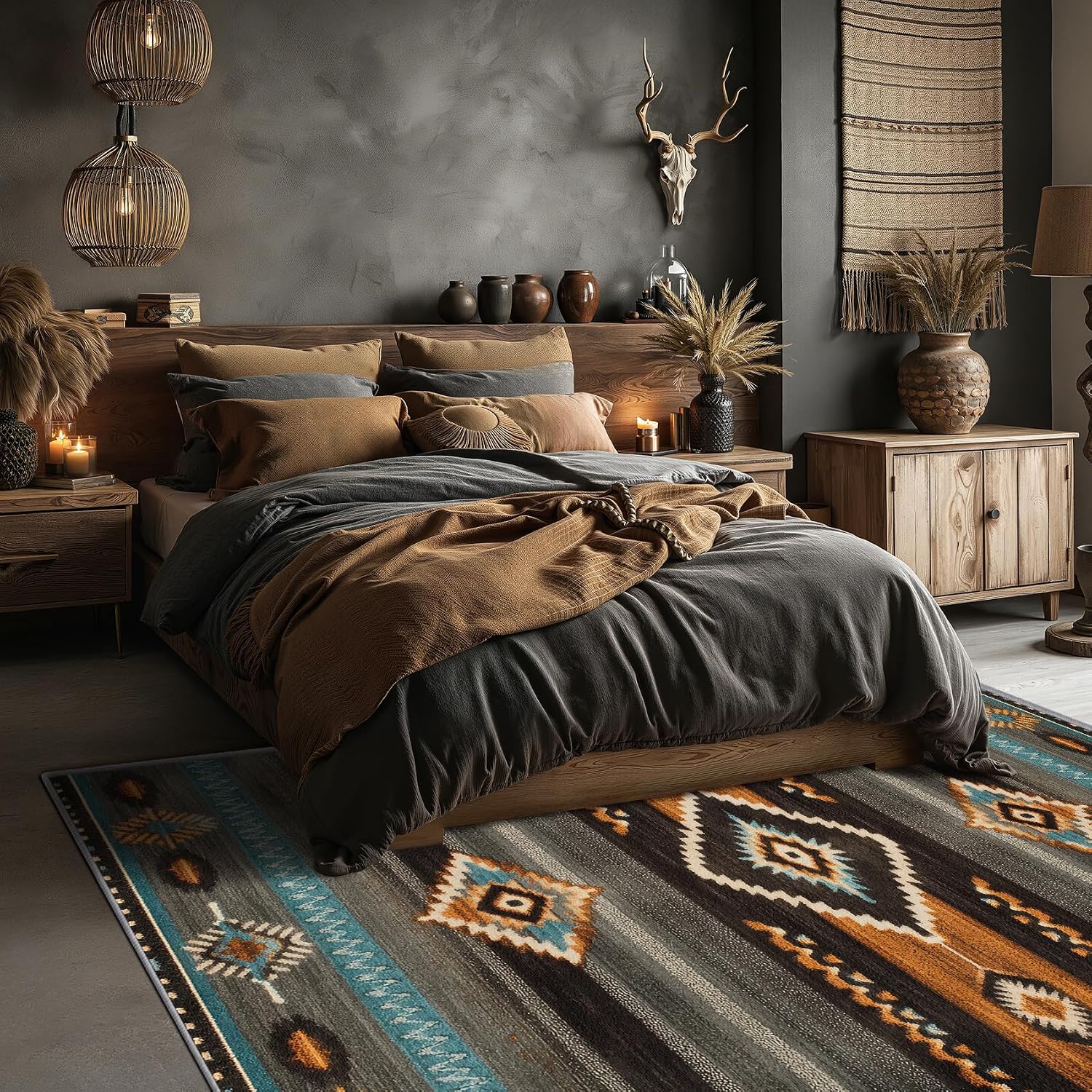 Southwest Rugs for Living Room - Navajo Rug, 6x8 Rug, Aztec Tribal Washable Rugs for Living Room Bedroom, Indian Navajo Area Rug, Native American Carpet - Home Decor, Southwest Gifts for Men