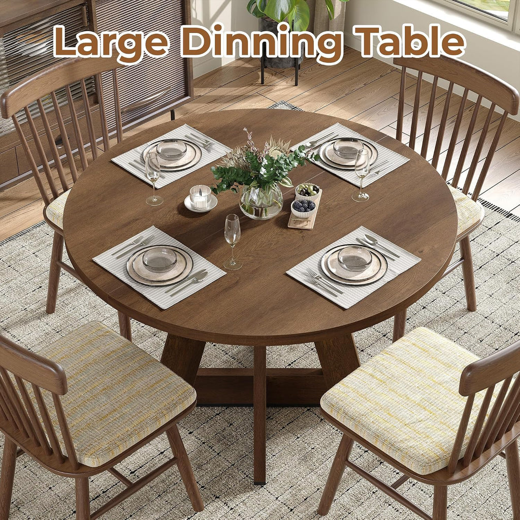 Extendable Round Dining Table for 4-8,Modern Kitchen Oval Dining Table with Removable Leaves Space Saving,Wood Base for Kitchen Living Room (Walnut)