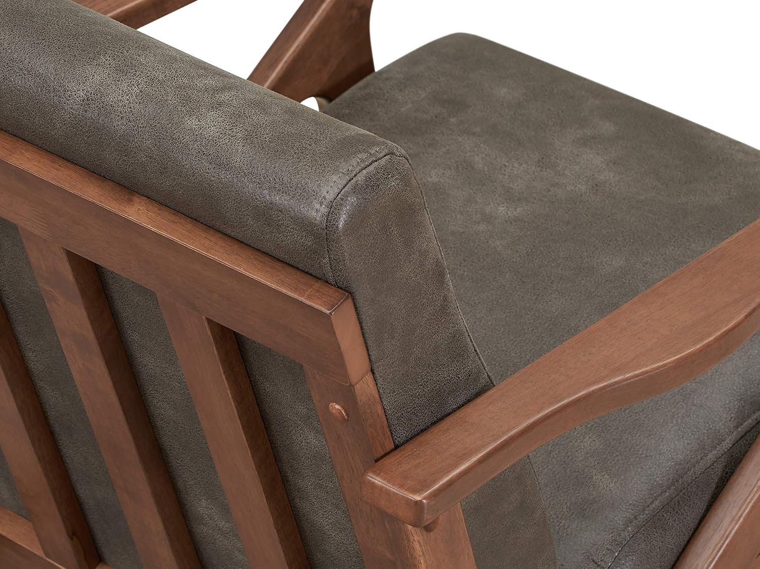 Zola Mid Century Modern Accent Chair Arm Chair, Living Room Furniture, Charcoal/Walnut