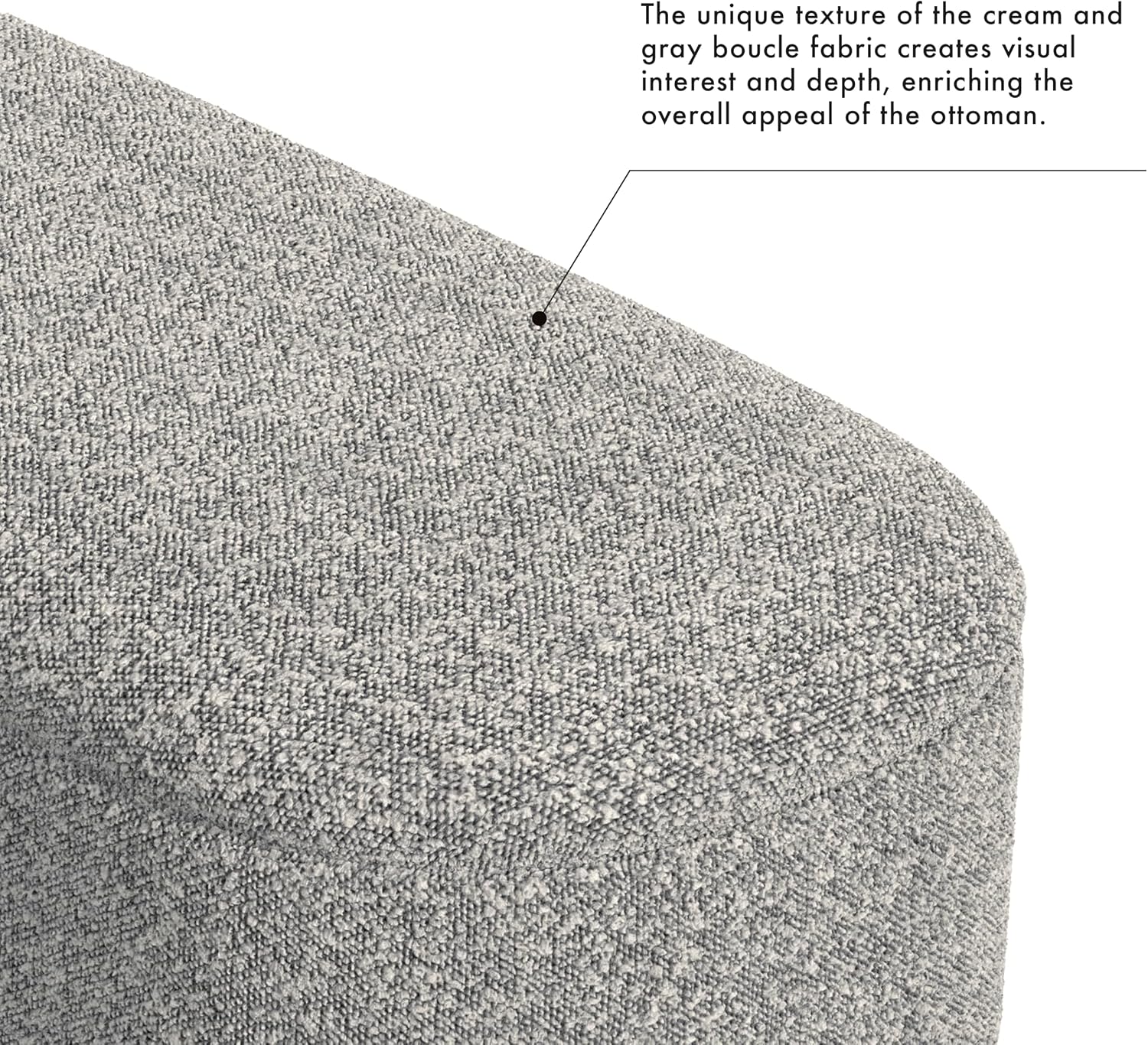 HomePop 46' Ellipse Storage Bench with Metal Legs - Cream Boucle with Gray Yarns