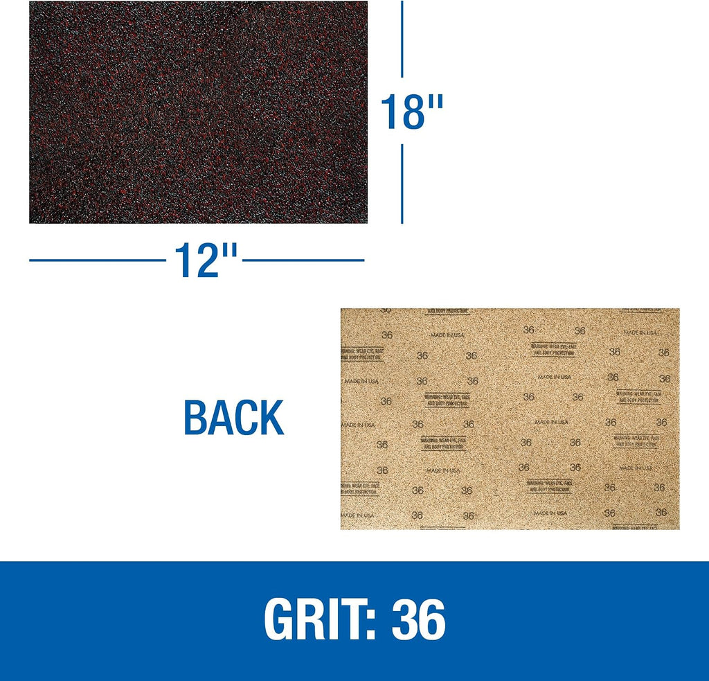 Mercer Industries 418036 Silicon Carbide 12' x 18' Floor Sanding Sheets, 36 Grit (20 pack)