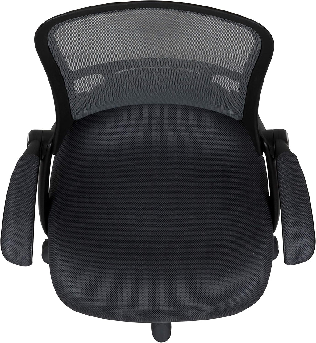 Flash Furniture Porter High-Back Swivel Office Chair with Adjustable Lumbar Support and Seat Height, Ergonomic Mesh Desk Chair with Flip-Up Armrests, Black