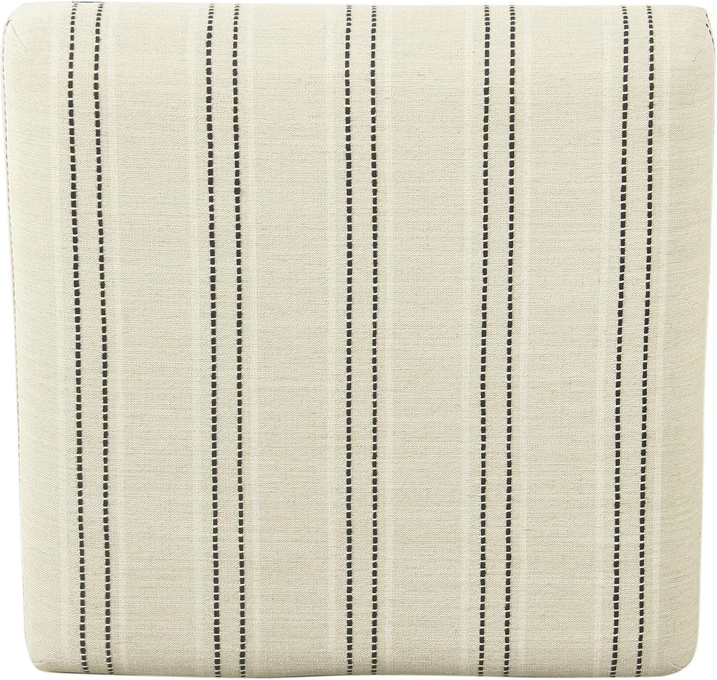 Homepop Home Decor | Modern Square Ottoman with Metal X Base | Ottoman for Living Room & Bedroom | Decorative Home Furniture (Black and White Stripe)
