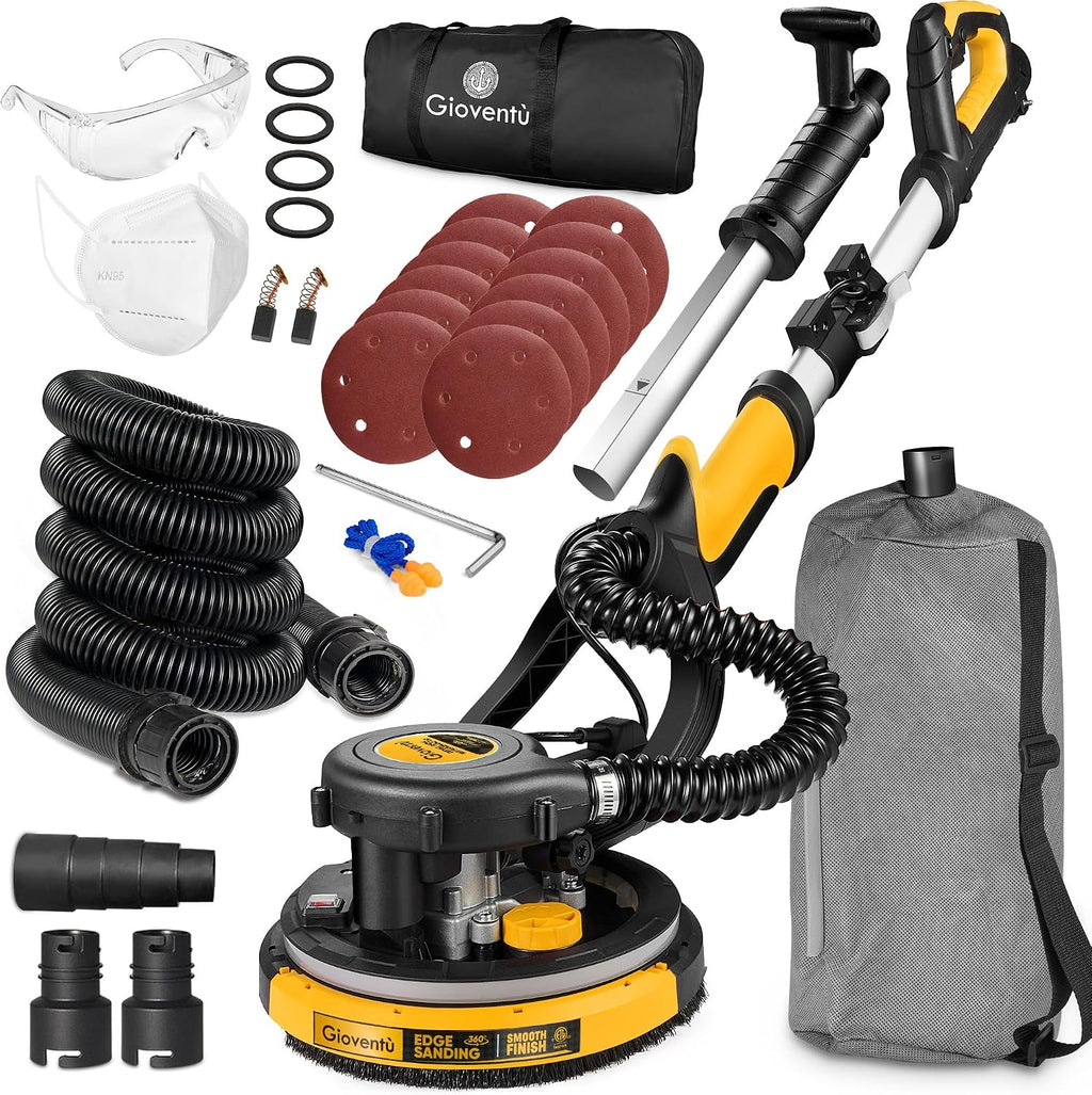 Drywall Sander, 780W Powerful Electric Drywall Sander with Vacuum Attachment, Auto Dust Absorption, Dustless Wall Sander with 26' Power Cord for Popcorn Ceiling, Drywall etc