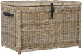 happimess HPM9004B Michael 35' Wicker Storage Trunk, Collapsible for flat storage, Rattan-Kubusoft Gray, Coastal for Office, Dorm Room-LivingRoom, Bedroom, Dining Room, Natural