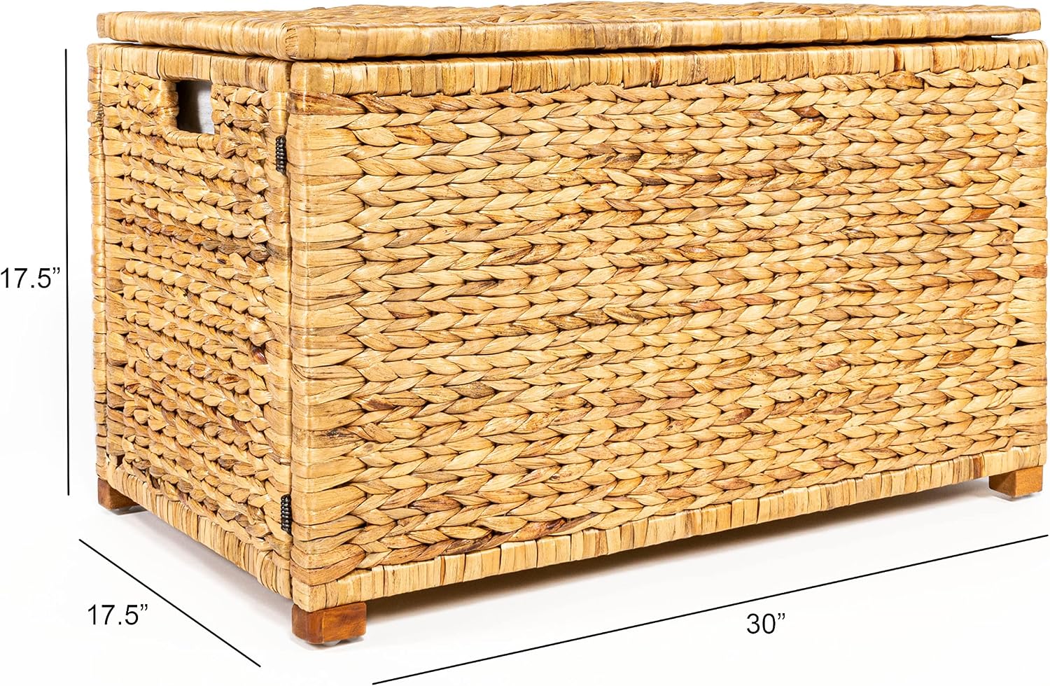 happimess HPM9005A Anada Wicker Weave 30' Storage Trunk, Wooden Frame/Water Hyacinth, Farmhouse, Transitional, Coastal, Rustic for Office, Dorm Room, Living-Room, Bedroom, Dining-Room, Natural