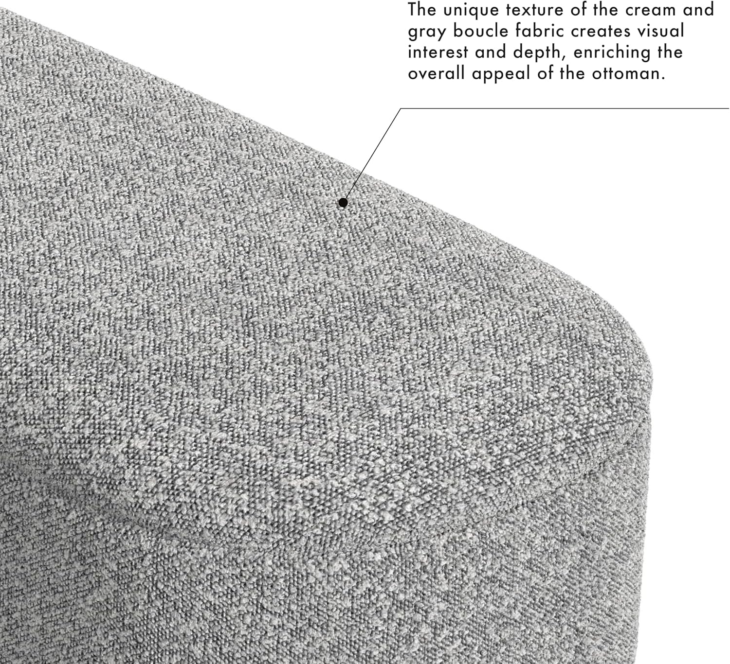 HomePop 46' Ellipse Storage Bench with Metal Legs - Cream Boucle with Gray Yarns