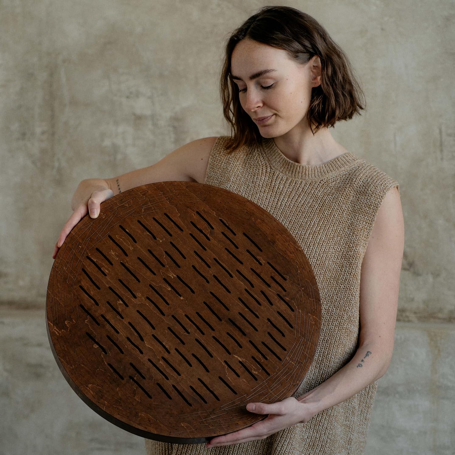 Water-Fall Disc — Wooden Ocean Drum, Storm, 19.5' (50 cm) | Deep Ocean Waves & Waterfall Sound for Sound Bath, Meditation & Sleep | No Bag