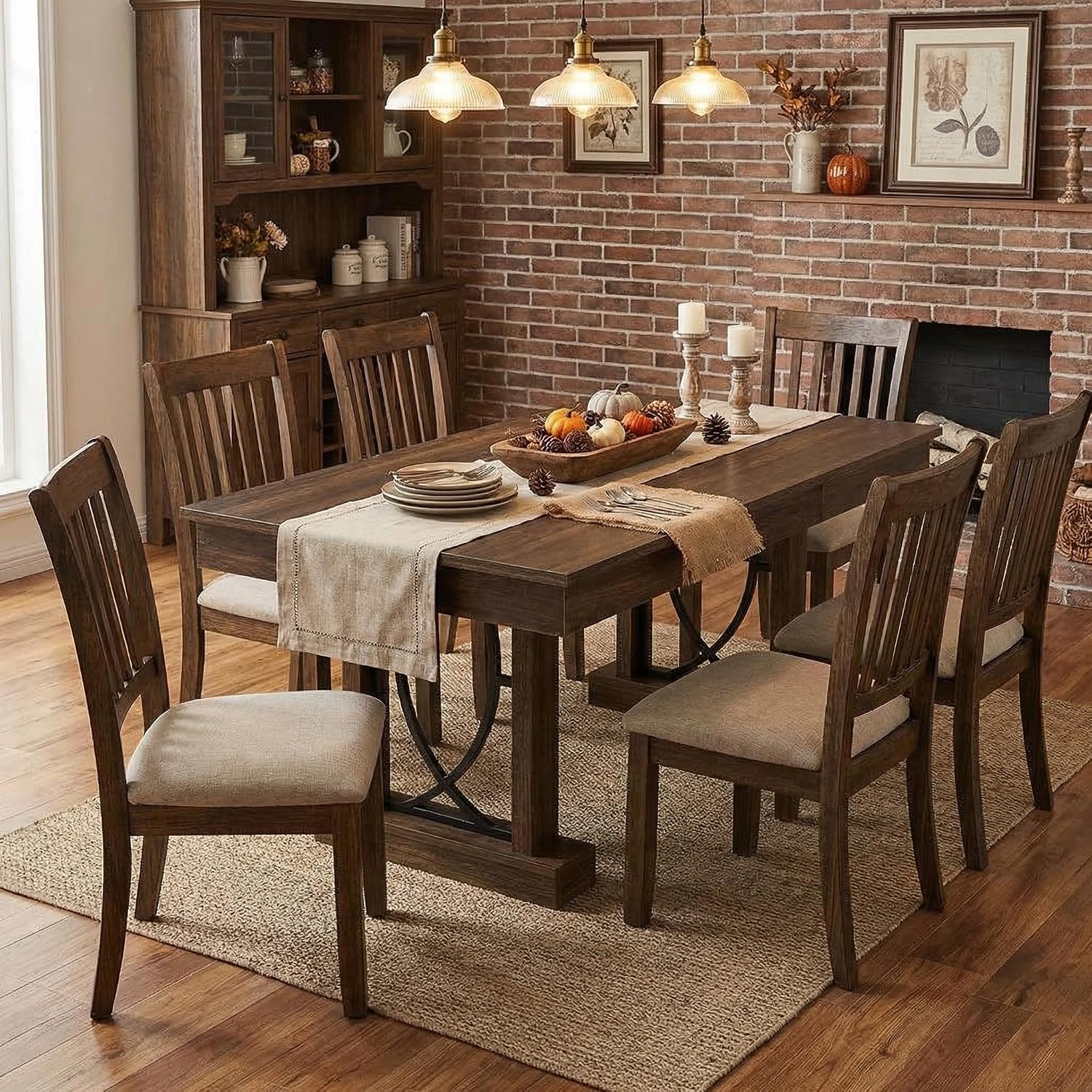 IDEALHOUSE Wooden Dining Table for 6-8 People with 2 Large Drawers, 71 in Long Farmhouse Rectangular Kitchen Dining Table & Thick Table Top, Sturdy Frame, for Big Family, Dinette, Office, Walunt
