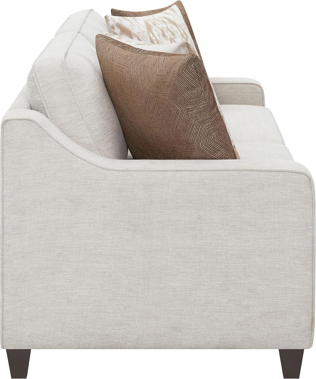 Coaster Home Furnishings - Christine - 2-Piece Woven Chenille Upholstered Sofa and Loveseat Set with Sloped Arms - Transitional - Living Room - Beige - 552061-S2