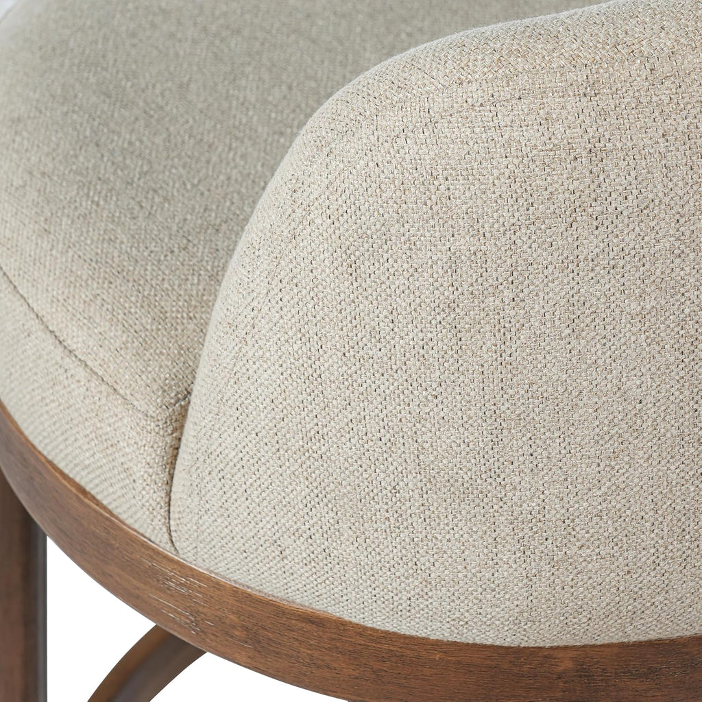 Christopher Knight Home Linhill 26.5' H Bar Stools Set of 4, Indoor Wooden Counter Stools with Round Upholstered Seat, Kitchen Stools, Rubberwood Frame with Footrest for Dining Island, Beige + Walnut