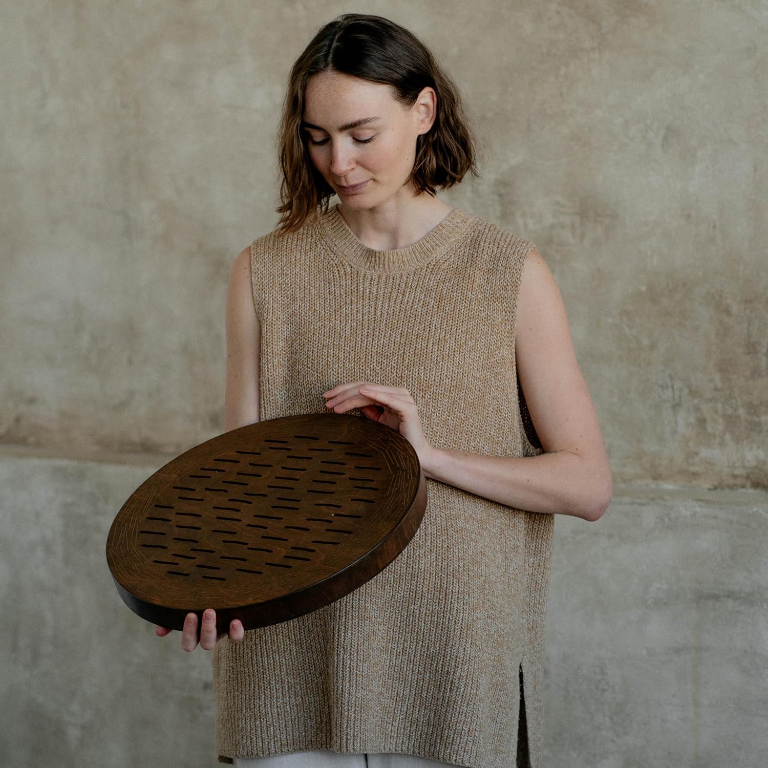 Water-Fall Disc — Wooden Ocean Drum, Storm, 16' (40 cm) | Long Water Ambience for Sound Bath, Meditation & Yoga | With Protective Bag