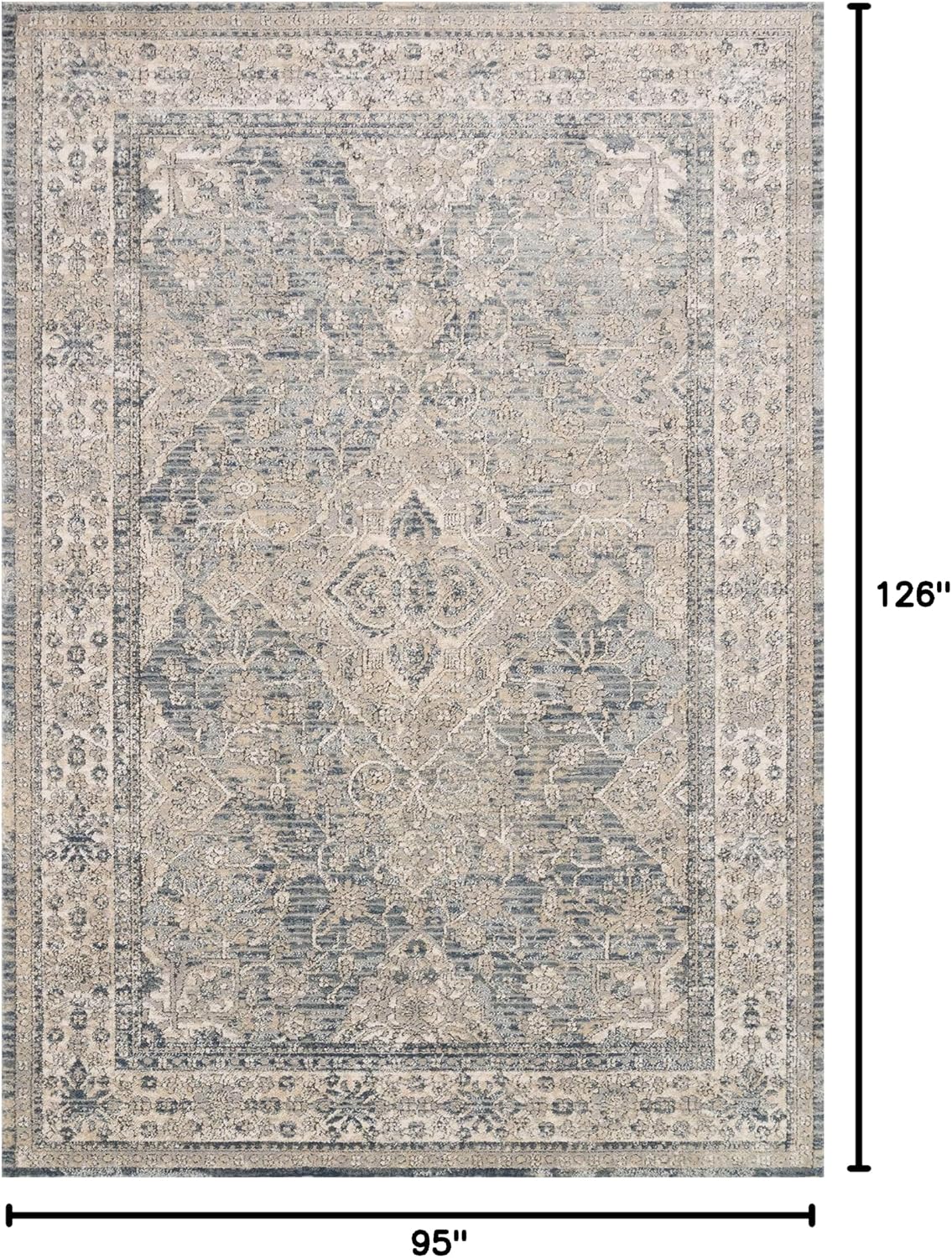 Loloi II Teagan Collection TEA-04 Sky/Natural 7'-11' x 10'-6', .25' Thick, Area Rug, Soft, Durable, Neutral, Woven, Low Pile, Non-Shedding, Easy Clean, Living Room Rug