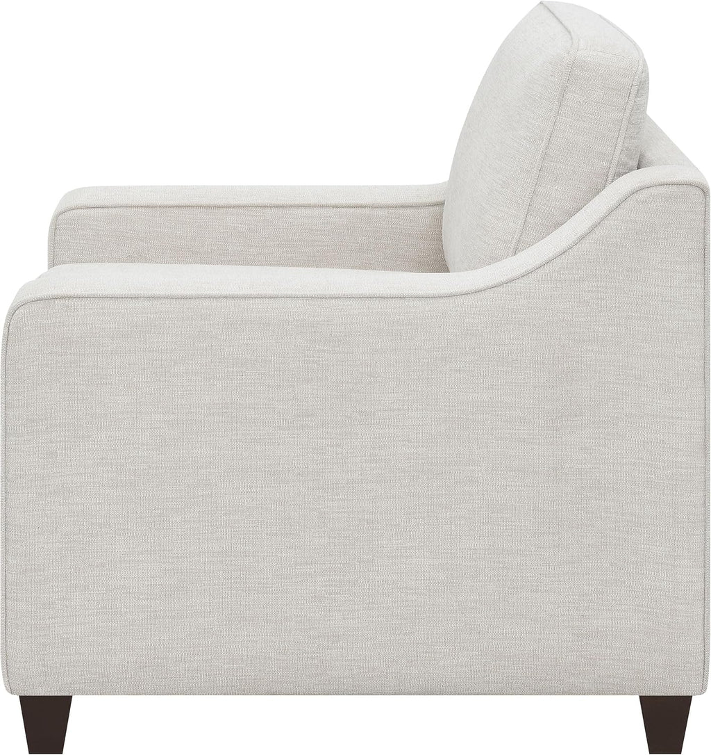 Coaster Home Furnishings - Christine - Upholstered Sloped Track Arm Accent Chair with Padded Seat and Back, Wood Frame, Reversible Cushion and Tapered Wood Legs - Living Room - Beige - 552063