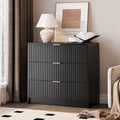 MAISONARIA Black Fluted Dresser for Bedroom, 32 Inch Wide Nightstand with Large Drawer, 3 Drawer End Table for Bedroom, Living Rooms, Offices, and Entryways