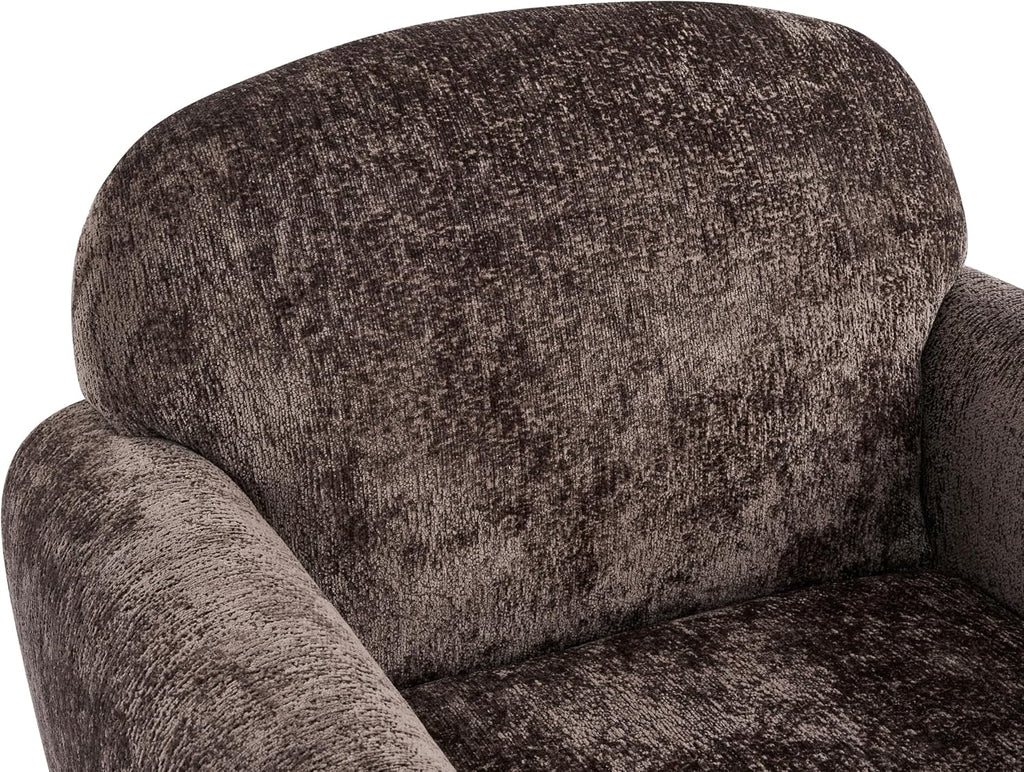 Christopher Knight Home Peysz Modern Accent Chair, Chenille Upholstered Armchair with Rounded Wooden Legs, Comfortable Single Sofa, Soft Cushion Seating, Lounge Chair Indoor, Dark Brown