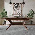 Furniture of America Nazaen Modern Solid Wood 78.8-inch Extendable Rectangular Dining Table with Pop-Up Mechanism, Curved Leg for Home Kitchen, Dinettes, Rich Walnut