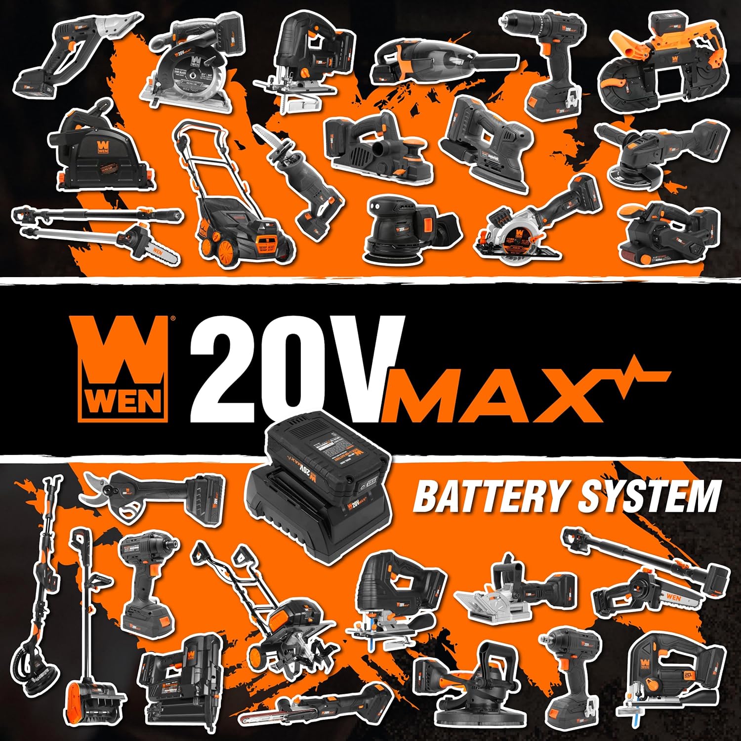 WEN 20418 20V Max Cordless Belt Sander, Variable Speed, Handheld and Portable with 4.0Ah Battery and Charger