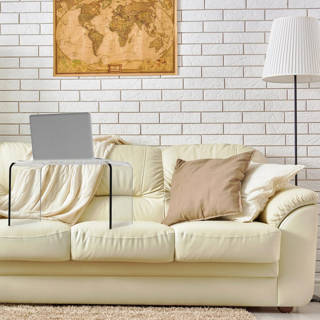 Acrylic Side Table - C Shaped End Table - Multipurpose Modern Furniture for Living Rooms and Offices by Lavish Home (Clear)