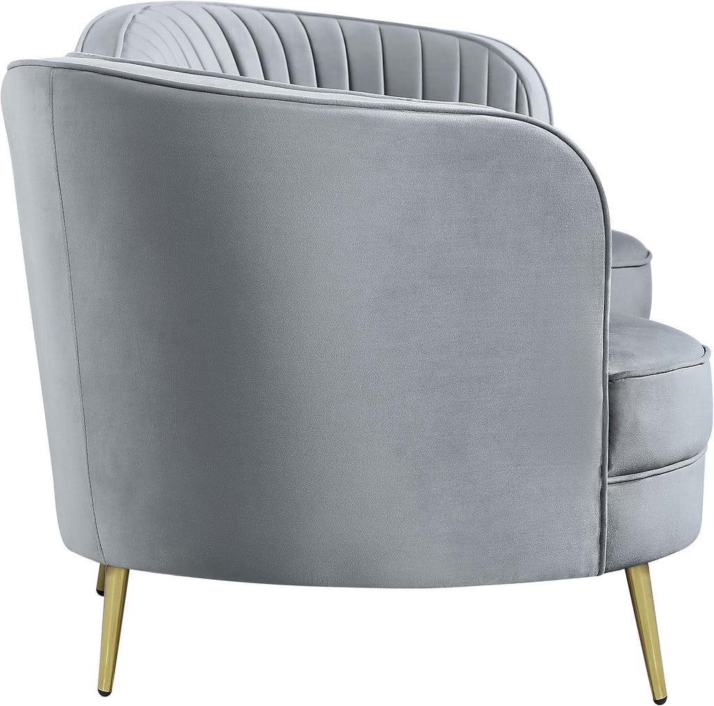 Coaster Home Furnishings - Sophia - Velvet Fabric Upholstered Channel Tufted Stationary Sofa with Inverted Camel Back - Contemporary - Living Room - Gray - 506864