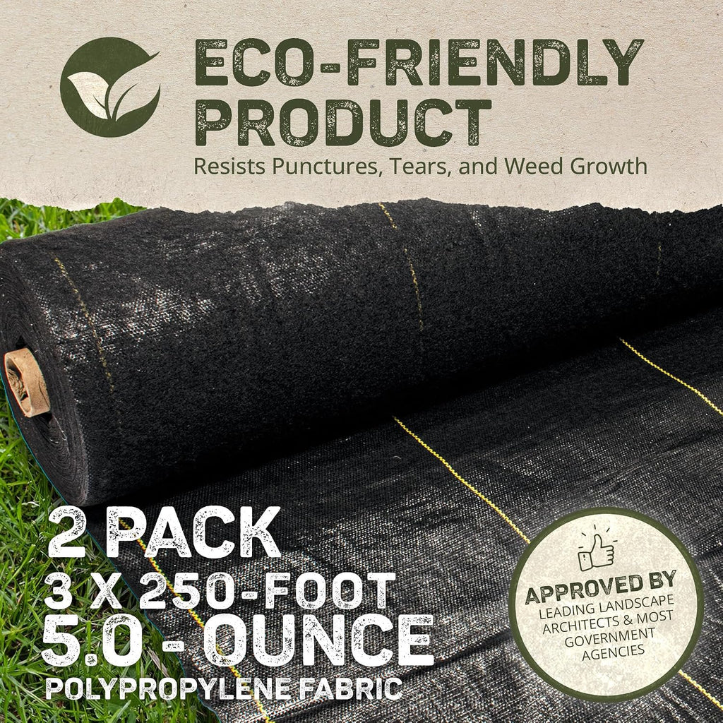Dewitt 3 x 250 Feet Commercial and Home Garden Landscape Weed Block Barrier, Ideal as Fabric for Yards, Grounding Sheets, Fake Rock, or Floor Mat
