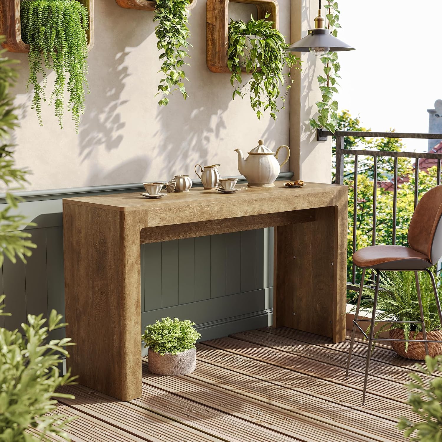 LITTLE TREE 63' Long Bar Table, Counter Height Pub Dining Table for 4-6, Modern Home Bar Unit, Rectangular High Top Table for Kitchen, Dining Room, Bistro, Balcony
