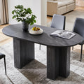 OKD 63 Inch Modern Wood Oval Dining Table for 4-6, Dining Room Table with Stable T-Shaped Base & Metal Frame & Thick Tabletop, Sturdy Kitchen Table for Dinner Room, Kitchen, Gathering, Dark Alder